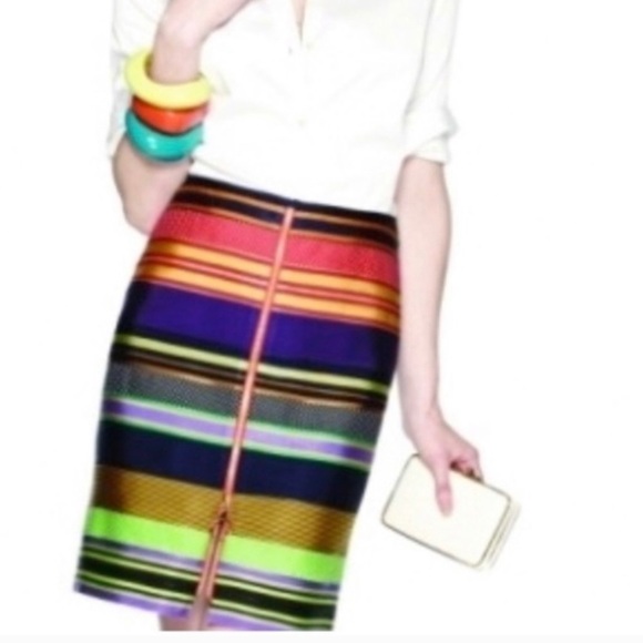 J. McLaughlin : multicolored ribbon zippered skirt - Picture 3 of 16